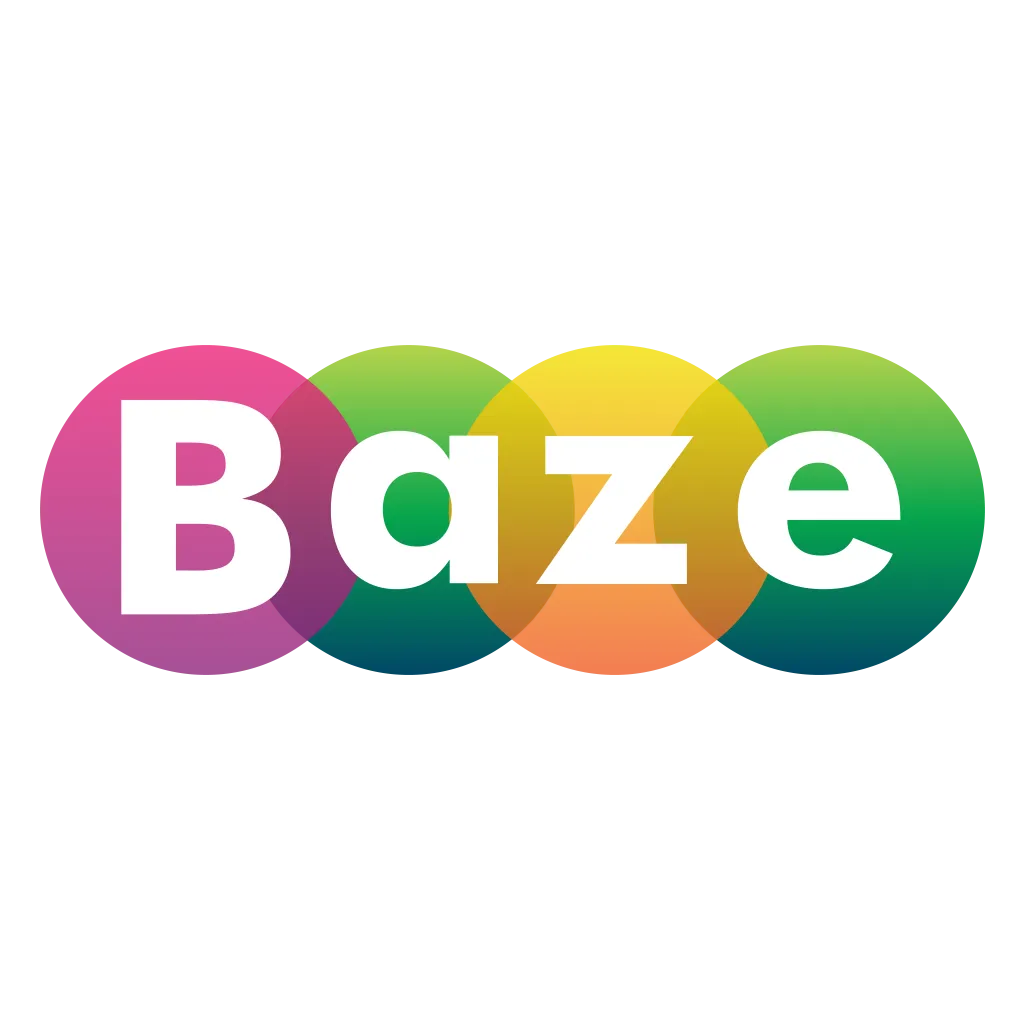 Safaricom Baze logo with multi-colored wordmark representing the digital content